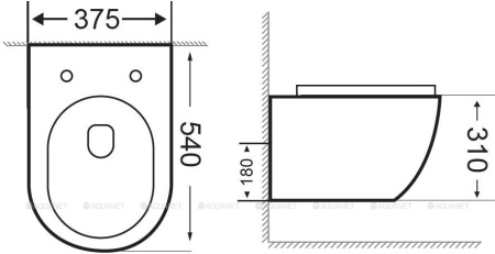 Фото унитаз подвесной безободковый aquanet rimless cetus-gw bl-102n-wht серый, сиденье микролифт