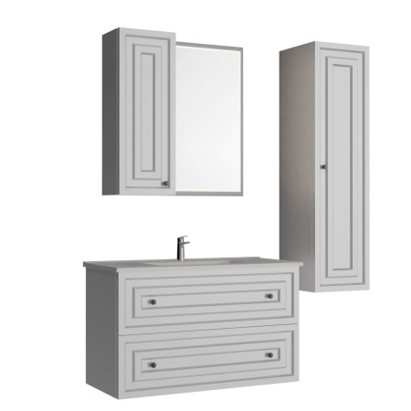 Фото тумба подвесная с раковиной creavit kayra 100 см ky0100.42.mby, белая матовая