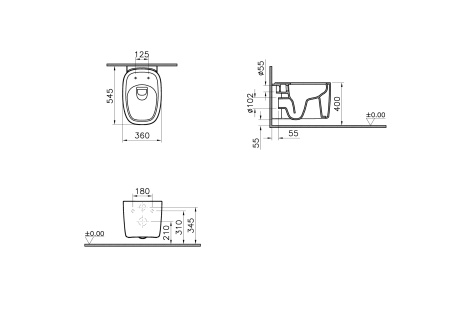 Фото унитаз подвесной безободковый vitra plural rim-ex 7830b401-0075, белый матовый
