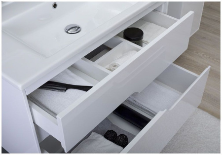 Фото тумба подвесная с раковиной aquanet модена 85 белый