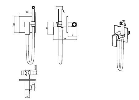 Фото гигиенический душ boheme qubic 477-gm, графит