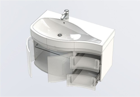 Фото тумба подвесная с раковиной aquanet сопрано 95 l белый (2 дверцы 2 ящика)