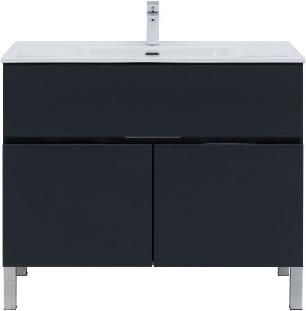 Фото комплект мебели aquanet алвита new 100 1 ящик, 2 дверцы, антрацит
