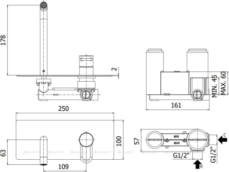 Фото смеситель для раковины paffoni joker jk105no встраиваемый в стену, черный матовый