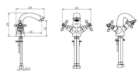 Фото смеситель для раковины boheme royal crystal 291-royal/crst, золото