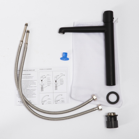 Фото смеситель для раковины belbagno uno uno-lmc-nero-w0 высокий, черный хром