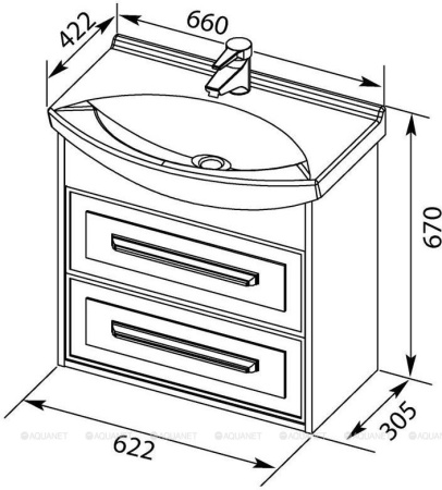 Фото тумба подвесная с раковиной aquanet остин 65 дуб сонома/белый