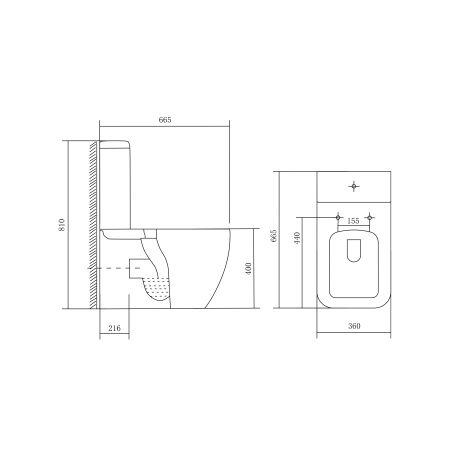 Фото унитаз-компакт напольный безободковый с бачком aquatek либра aq1263-00 665*360*810 мм, горизонтальный выпуск, тонкое сиденье с механизмом плавного закрывания, крепеж