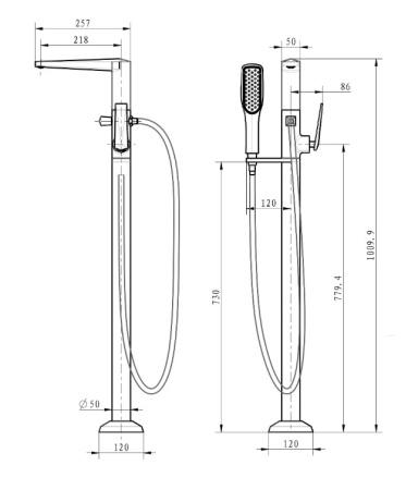 Фото смеситель напольный для ванны boheme venturo 379, хром
