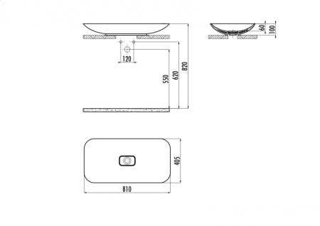Фото раковина накладная creavit foglia fg180-00cb00e-0000 80 см, белая